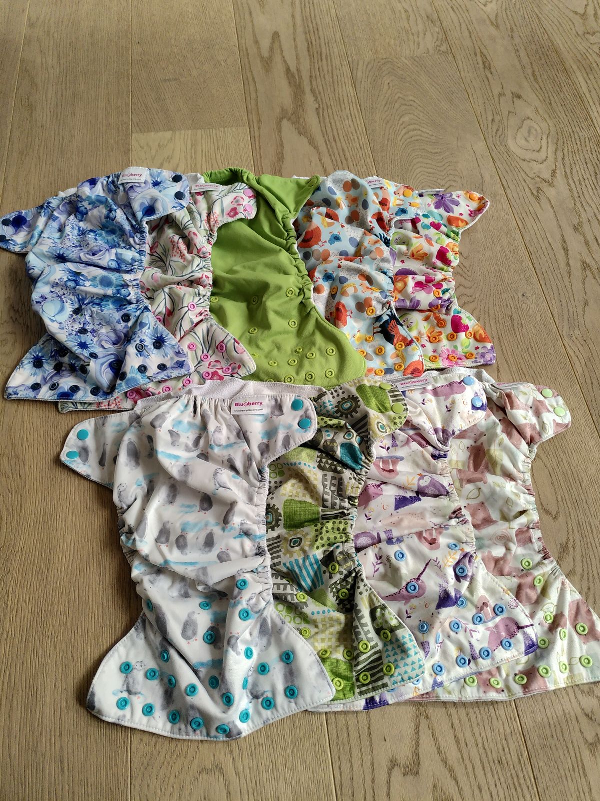 9x Blueberry One Size Pocket ohne Einlage