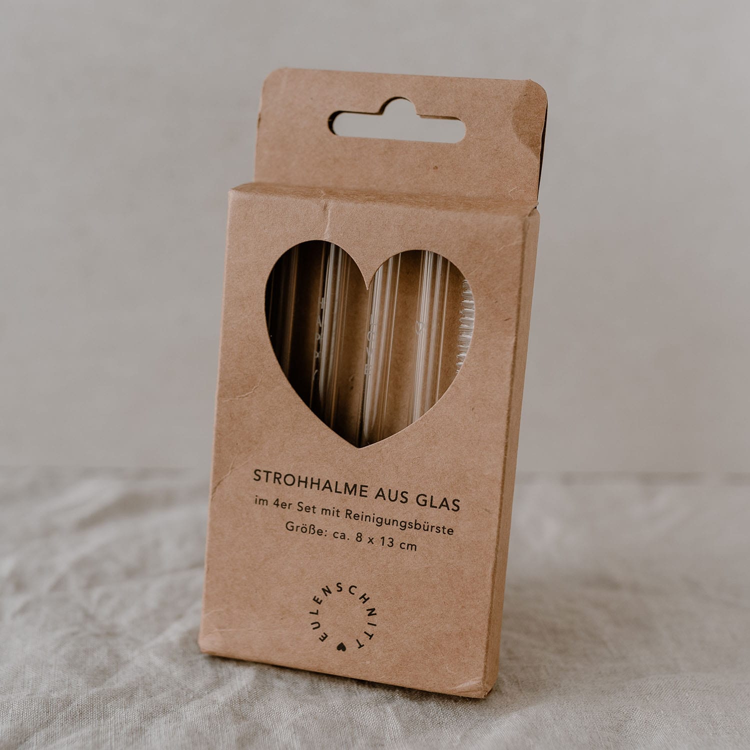 Eulenschnitt Strohhalme Glas Hello Love 4 Stück + Bürste