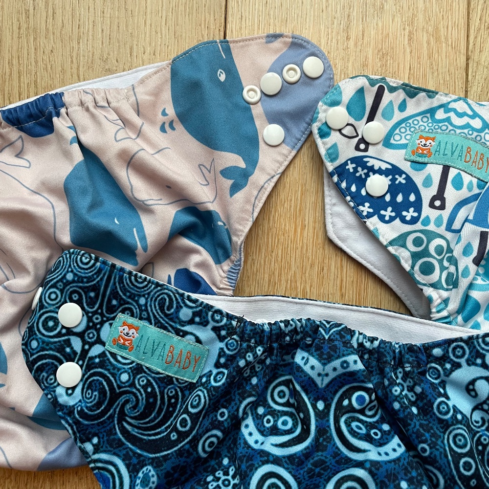 Sechs Pocket Windeln, One size in schönem Design