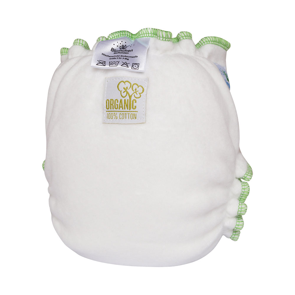 Blümchen Kuschel-Höschenwindel Größe S mit Rüschen (3-7 kg)