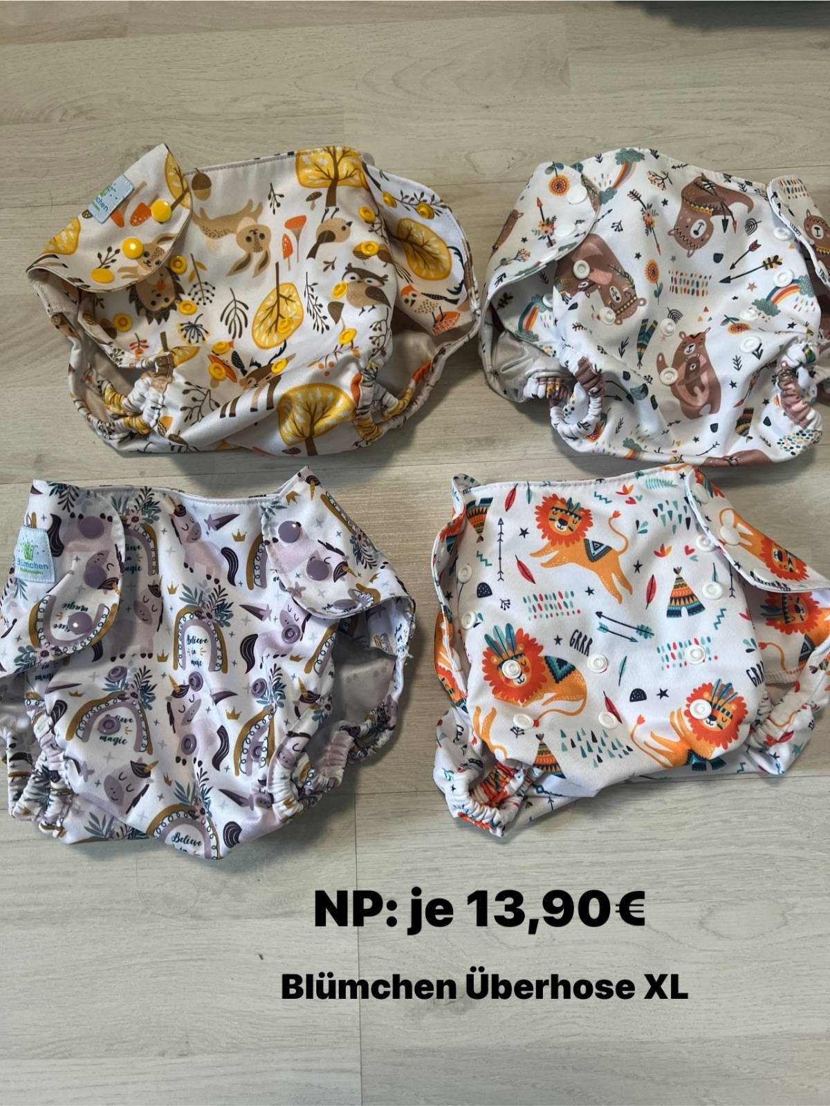Set aus Überhosen, Prefolds und Einlagen
