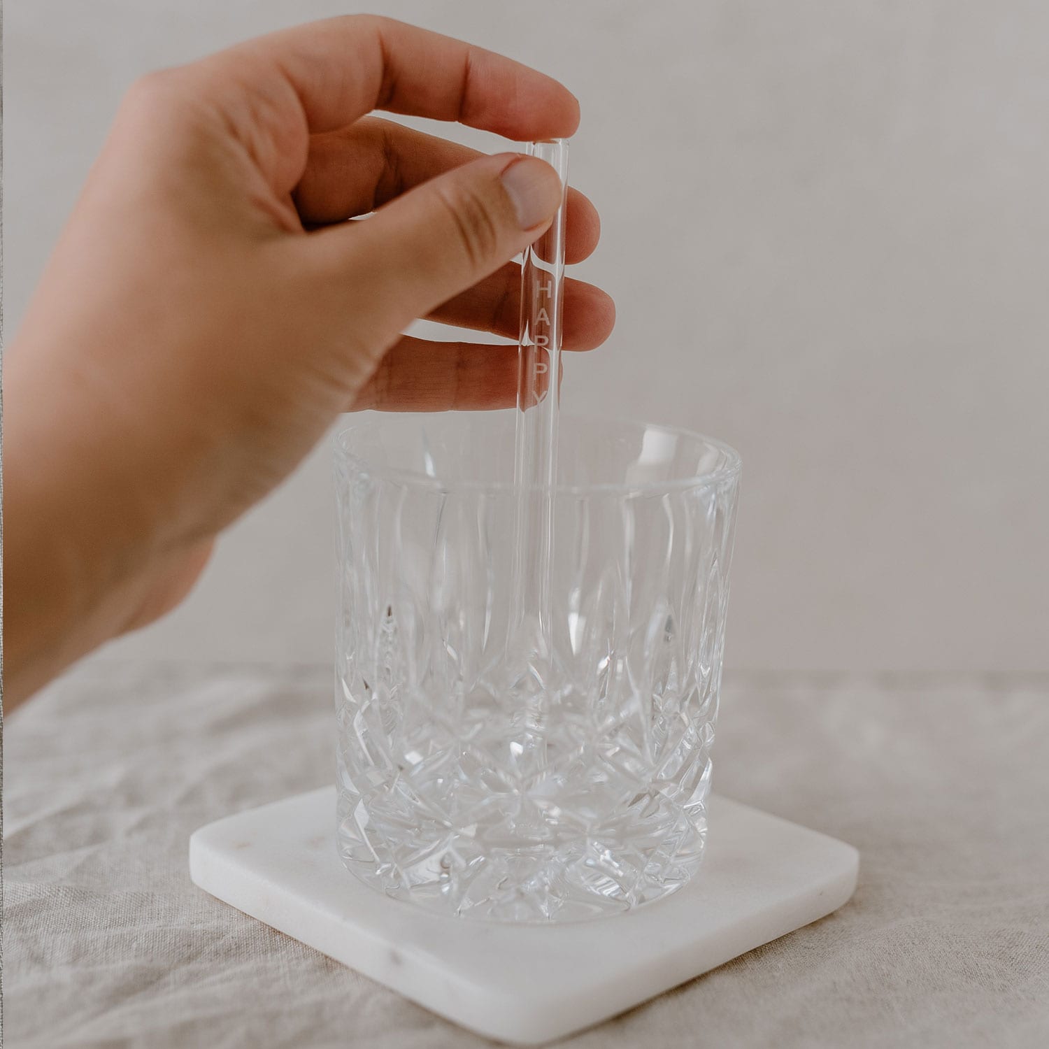 Eulenschnitt Strohhalme Glas Hello Love 4 Stück + Bürste
