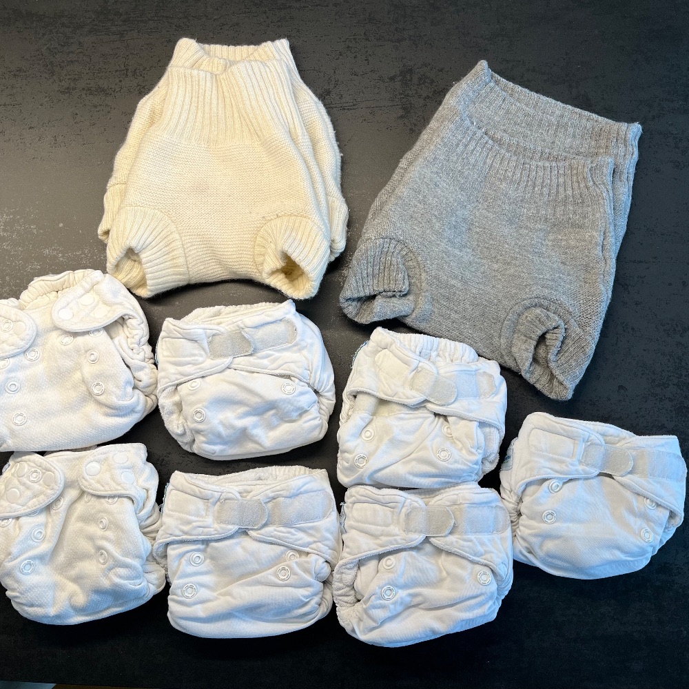 Blümchen Höschenwindeln Newborn inkl. Disana Wolldchlupf