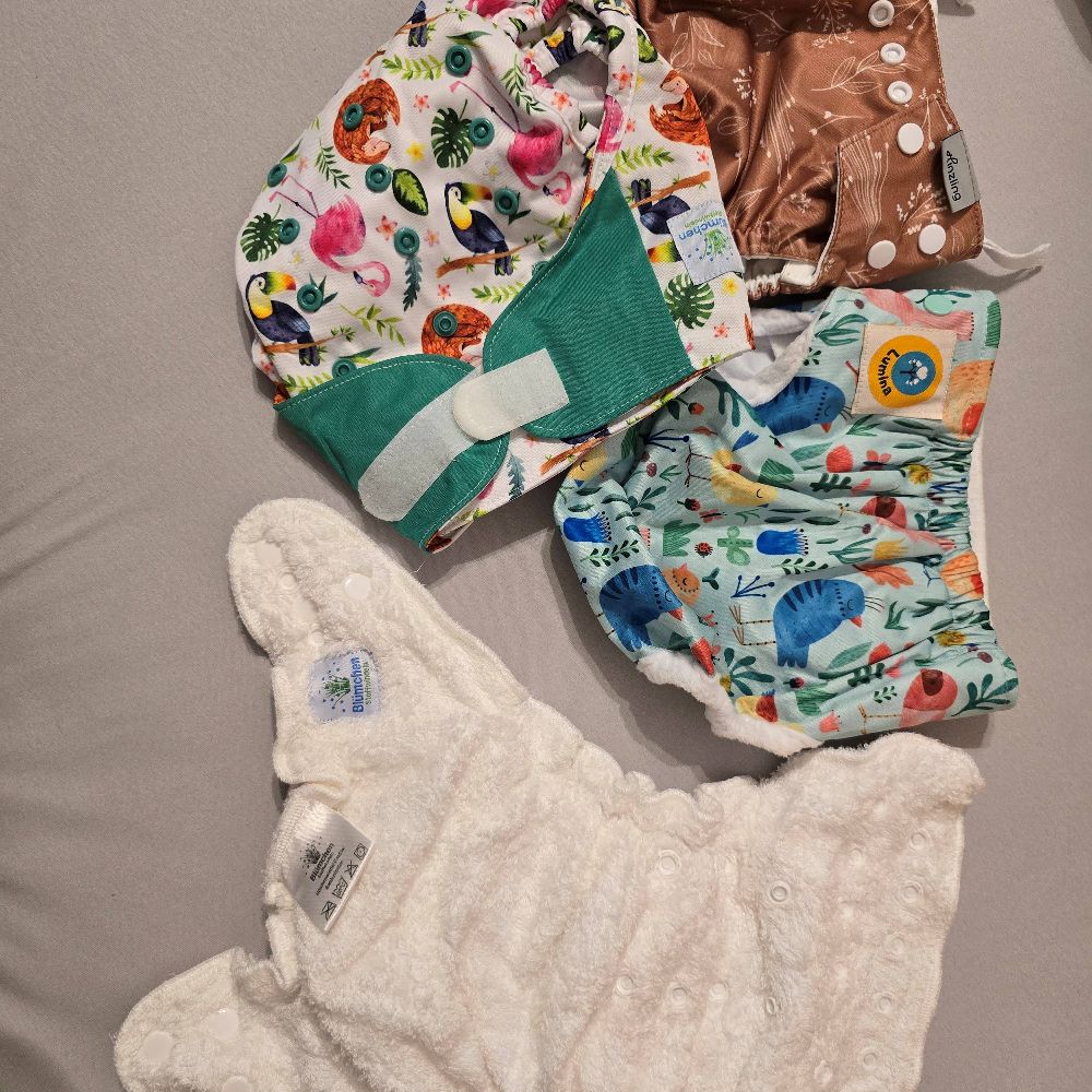 Stoffwindeln Paket mit 3 Überhosen, Prefolds, Innenwindel, Vlies