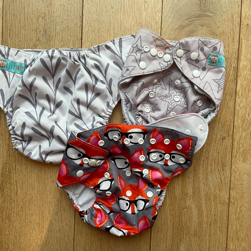 Sechs Pocket Windeln, One size in schönem Design