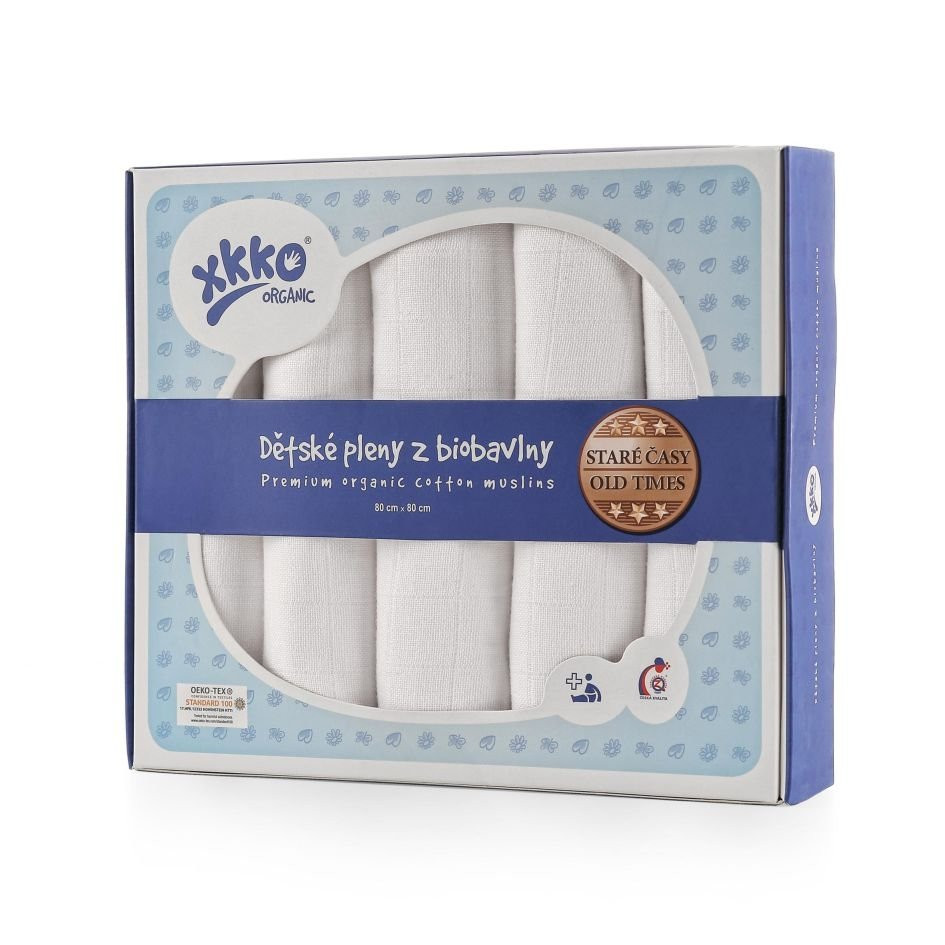 XKKO Mullwindeln Bio-Baumwolle 80 x 80 cm 5 Stück