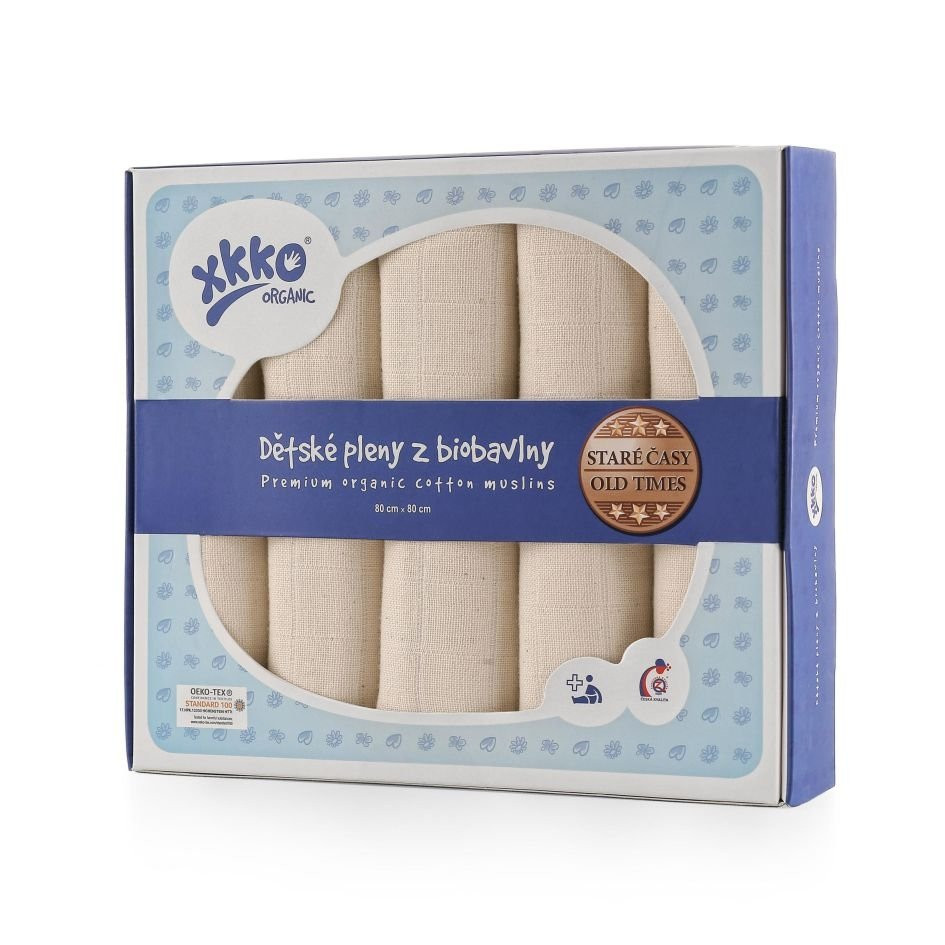 XKKO Mullwindeln Bio-Baumwolle 80 x 80 cm 5 Stück