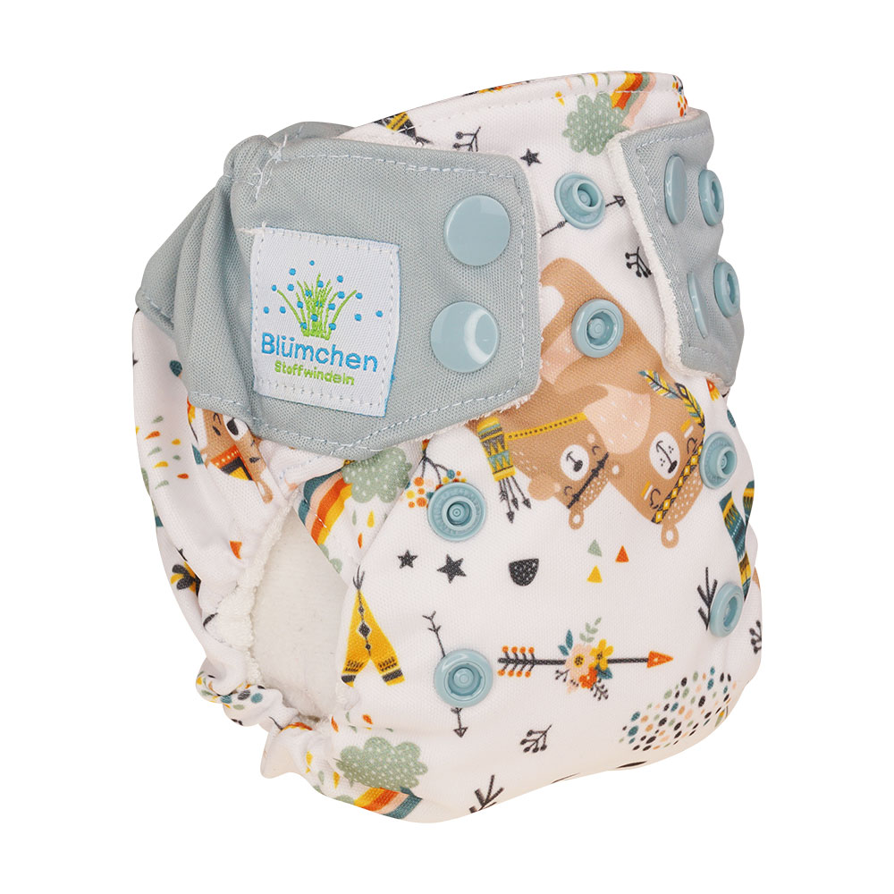 Blümchen All-in-Taschenwindel Newborn mit Druckknöpfen