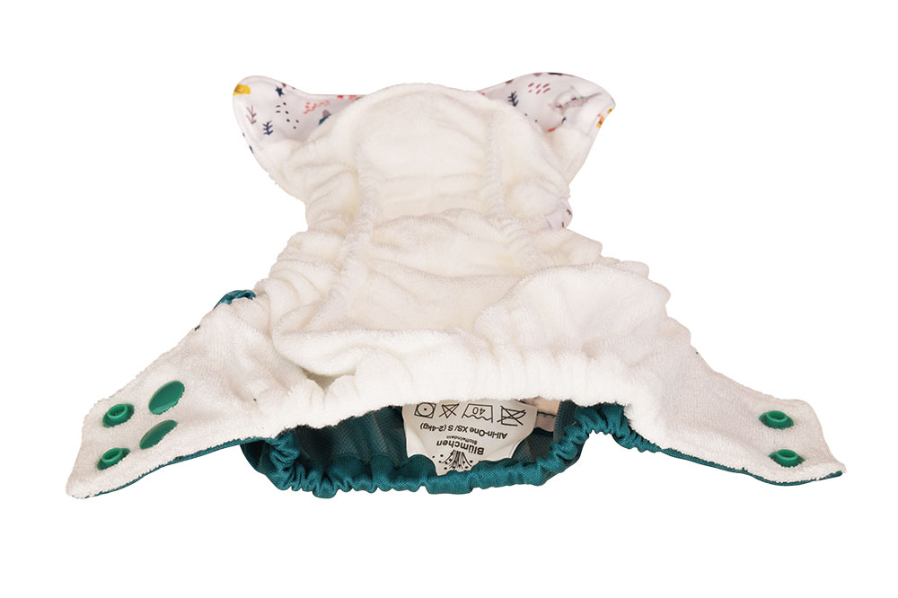 Blümchen All-in-Taschenwindel Newborn mit Druckknöpfen