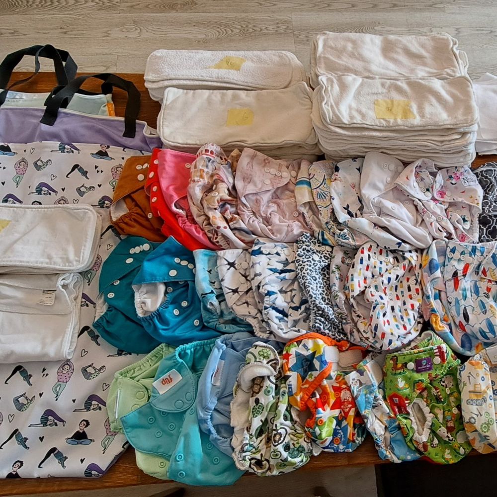 Großes Stoffwindel Set, 29 Überhosen, 81 Einlagen, Zubehör, Top Zustand