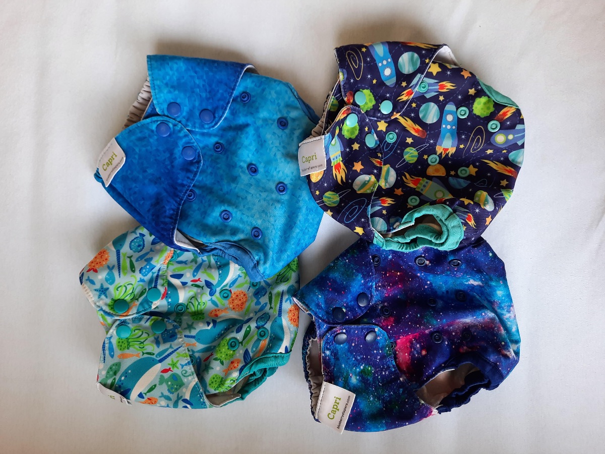Stoffwindeln Blueberry Capri - Bambuseinlagen - Prefolds