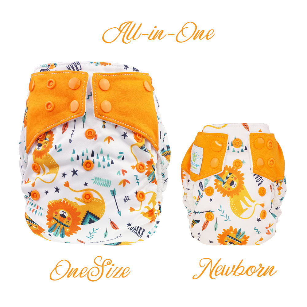 Blümchen All-in-Taschenwindel Newborn mit Druckknöpfen