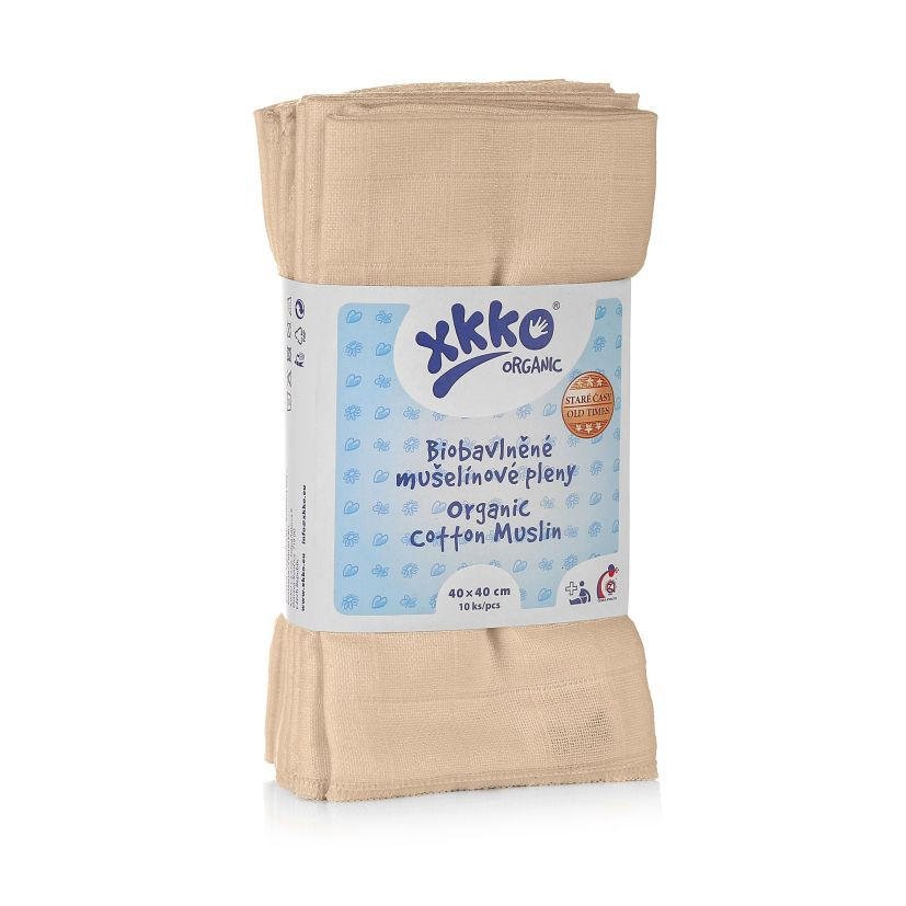 XKKO Mullwindeln Bio-Baumwolle 40 x 40 cm 10 Stück