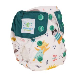 Blümchen All-in-Taschenwindel Newborn mit Druckknöpfen
