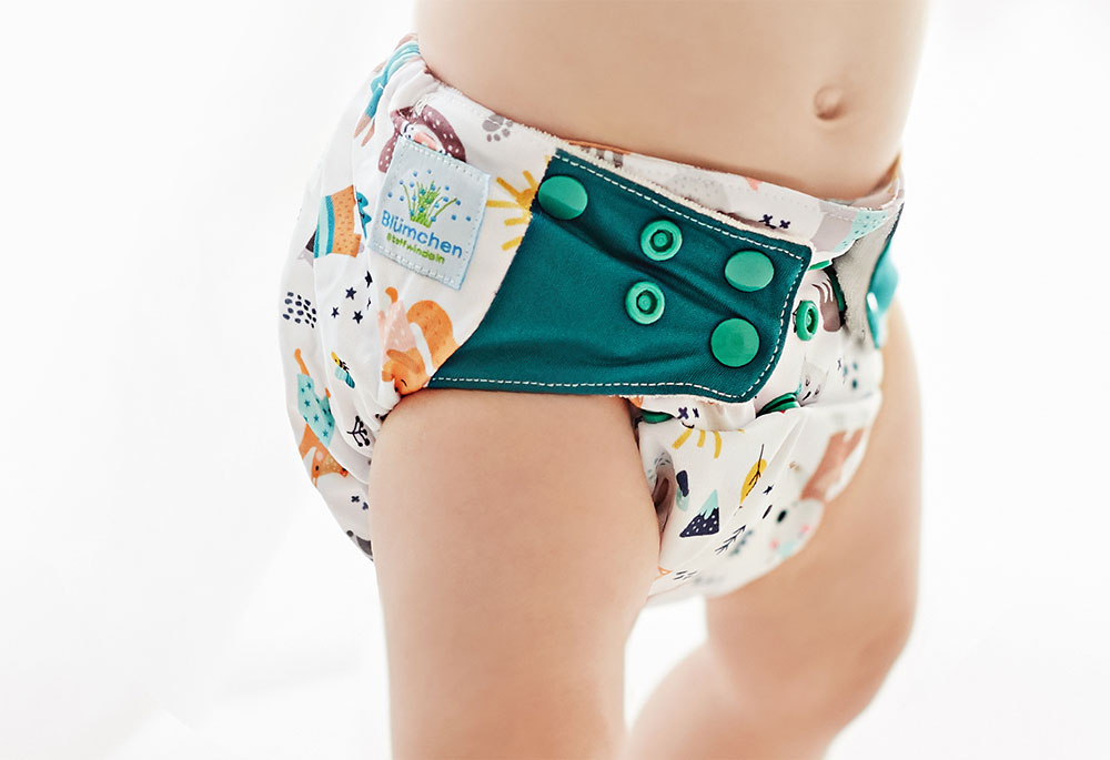 Blümchen All-in-Taschenwindel Newborn mit Druckknöpfen